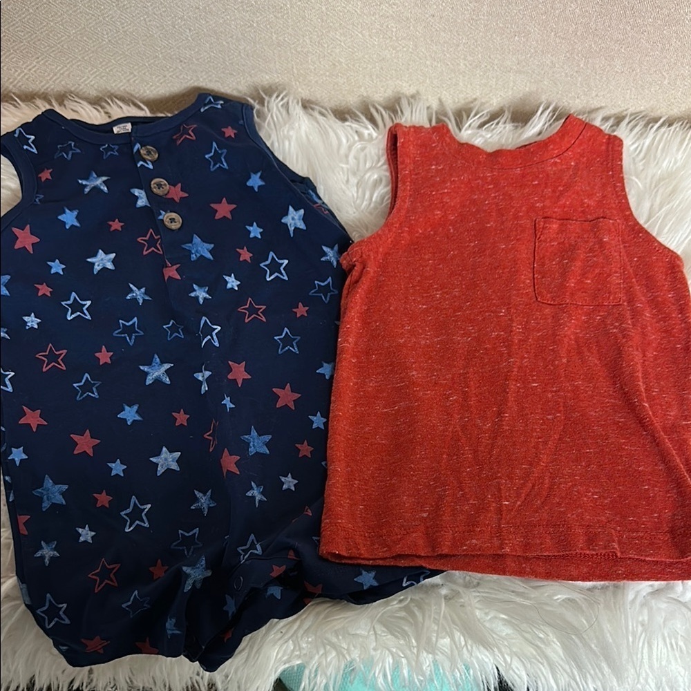 Okie Dokie Blue and Red Starry Bodysuit